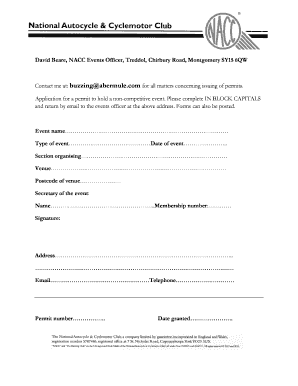 UK Event Permit Application
