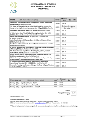 Australian College of Nursing Merchandise Order Form