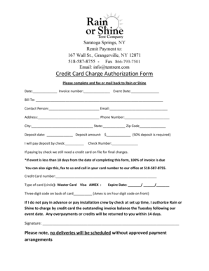 Credit Card Charge Authorization Form