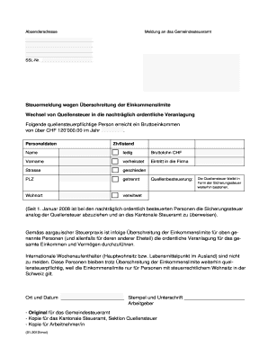 Steuermeldung wegen Überschreitung der Einkommenslimite
