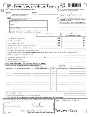 North Dakota Sales Use and Gross Receipts Tax Form