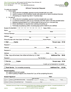 Official Transcript Request Form
