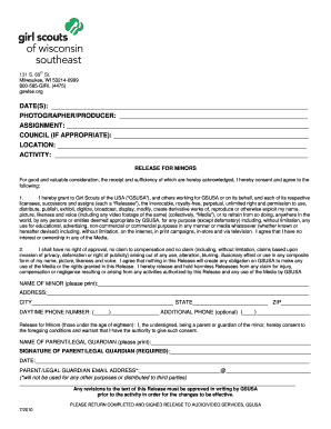 Girl Scouts Media Release for Minors