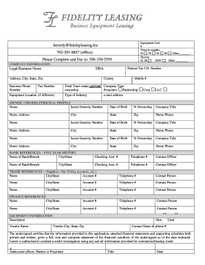 Equipment Lease Credit Authorization Form