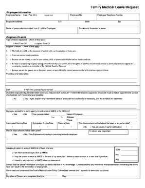 Family Medical Leave Request Form