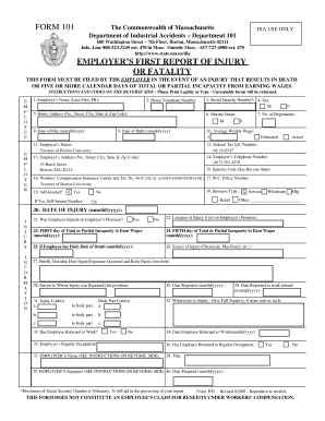 Employer39s first report of injury or fatality bformb 101 - Boston University - bu