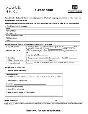 Rogue Community College Pledge Form