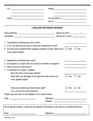 Landlord Reference bRequestb Form - Edward Rose amp Sons