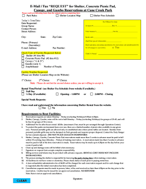 Cane Creek Park Facility Reservation Request