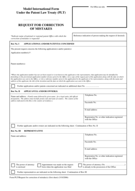 International Patent Correction Request Form