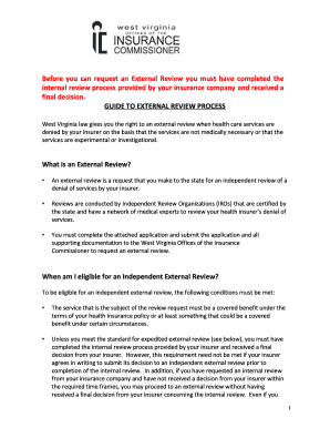 West Virginia External Review Request Form