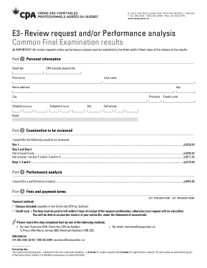 CPA Quebec Common Final Examination Review Request