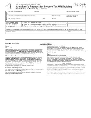 New York Annuity Withholding Request