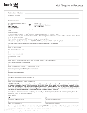 Mail Telephone Request Form
