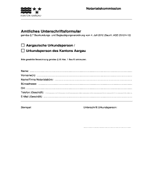 Amtliches Unterschriftsformular