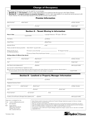 Change of Occupancy Form