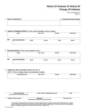 Alberta Notice Of Change Of Address