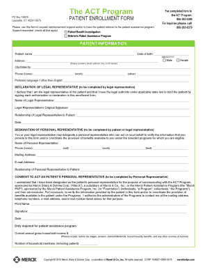 ACT Program Patient Enrollment Form