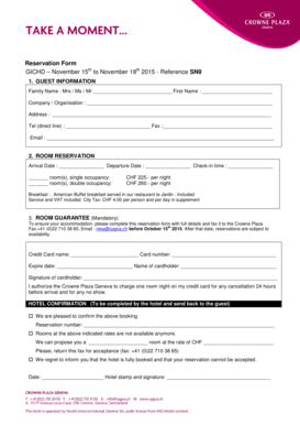 Hotel Room Reservation Form