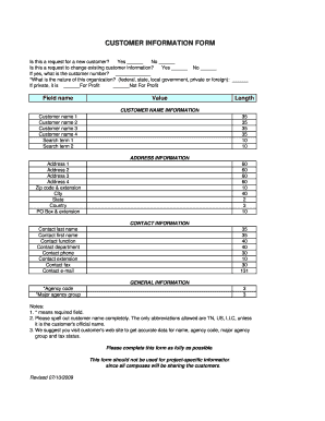 Customer Information Form