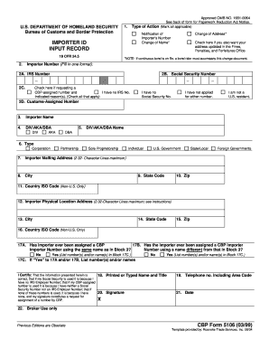 CBP Form 5106 Notification of Change of Address