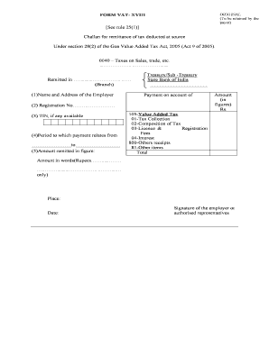 Goa VAT-18 Challan for Tax Deduction