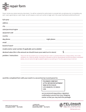 Watch Repair Form