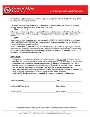 Colorado Heights University Admission Disciplinary Form