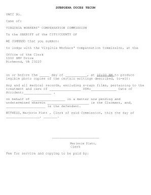Virginia Subpoena Duces Tecum