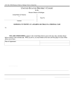 US Federal Criminal Subpoena