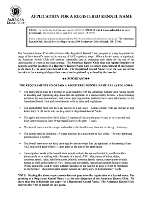 AKC Registered Kennel Name Application