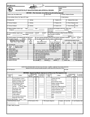 Helicopter Pilot Qualification and Approval Record
