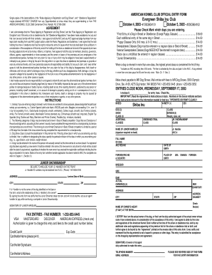 American Kennel Club Dog Show Entry Form