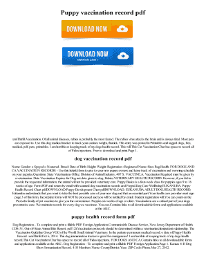 Dog Vaccination Record Form