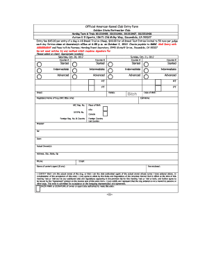 American Kennel Club Herding Test Entry Form