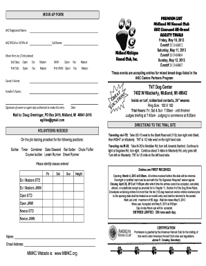 AKC Agility Trial Entry Form