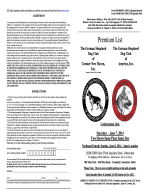 American Kennel Club Dog Show Entry Form