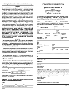American Kennel Club Dog Show Entry Form