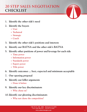 20 Step Sales Negotiation Checklist