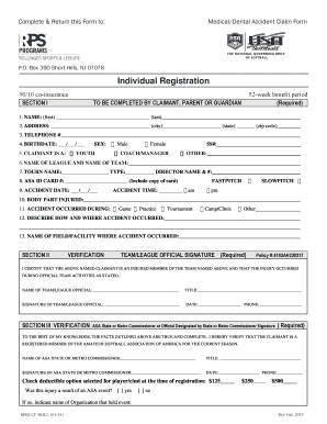 Medical/Dental Accident Claim Form