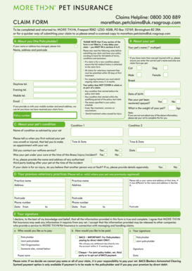 Pet Insurance Claim Form
