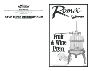 Weston Products Warranty Information