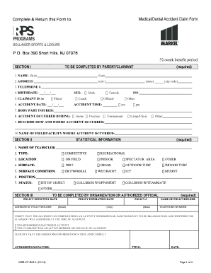 Medical/Dental Accident Claim Form