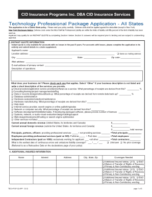 Technology Professional Liability Application