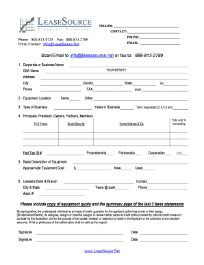 Equipment Lease Application Form