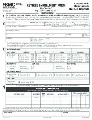 West Virginia Retiree Enrollment Form