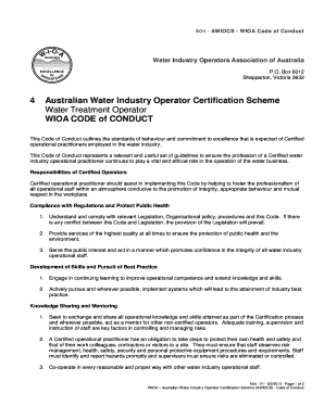 WIOA Code of Conduct for Water Industry Operators