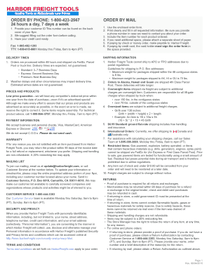 Harbor Freight Order Form