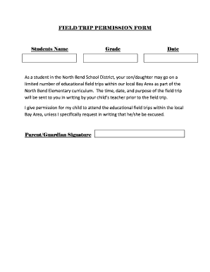 Field Trip Permission Form