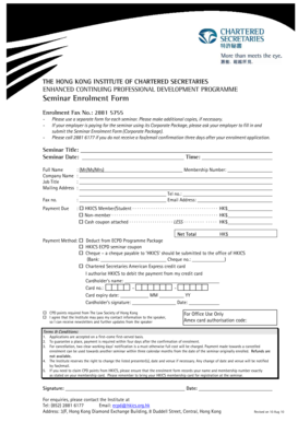 HKICS Seminar Enrolment Form